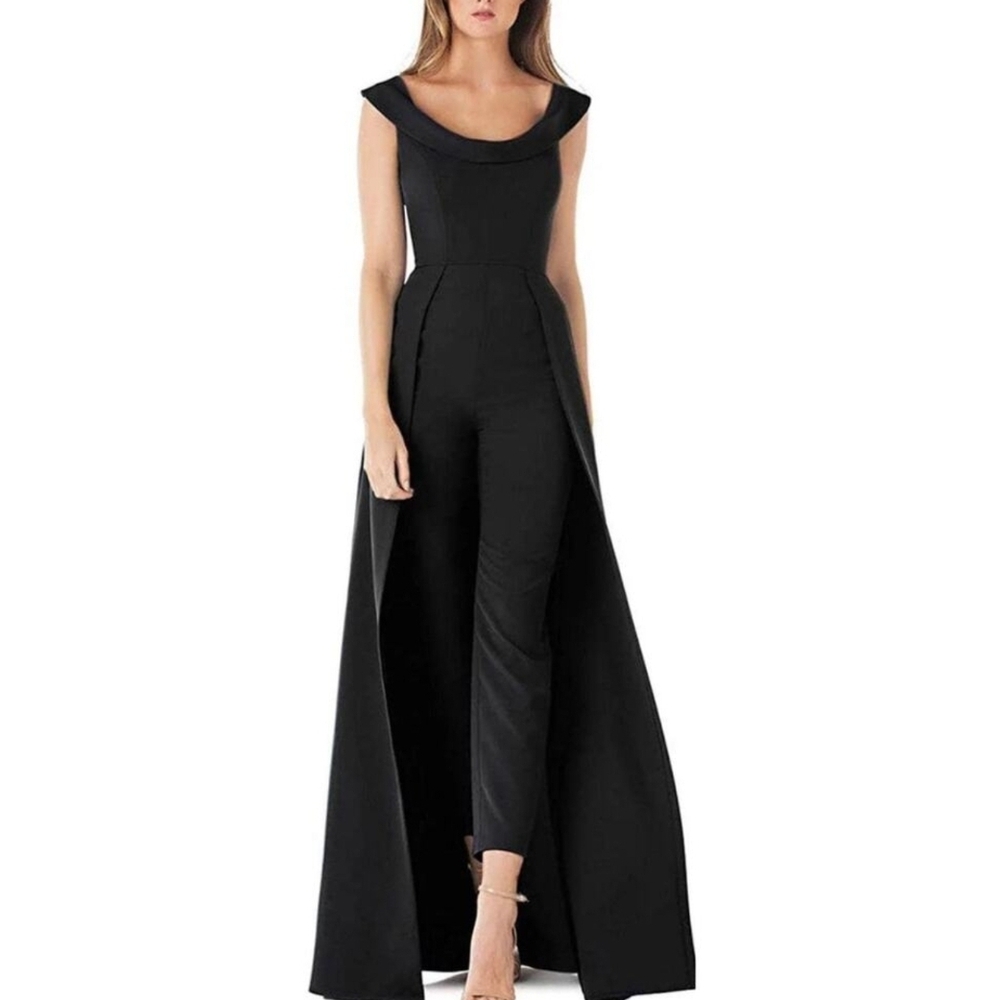 Kay Unger Black Off-Shoulder Jumpsuit, Perfect for a Black Tie Event. Worn Once